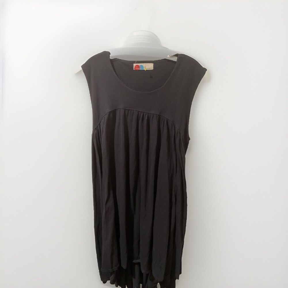 fp beach Black sleeveless Maxi Dress Flowy Cotton W Pockets